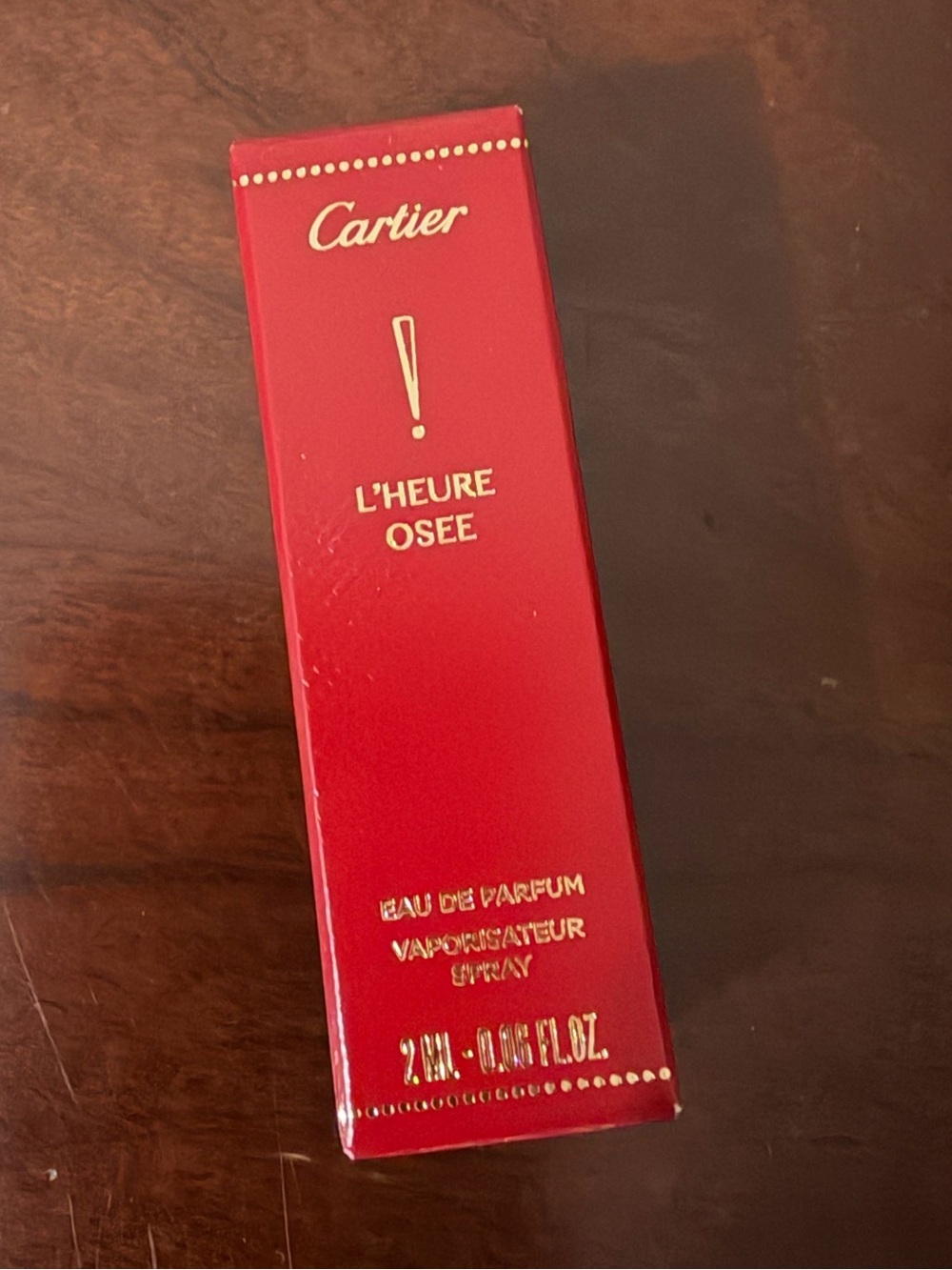 Cartier L'Heure Osee Red sample perfume new